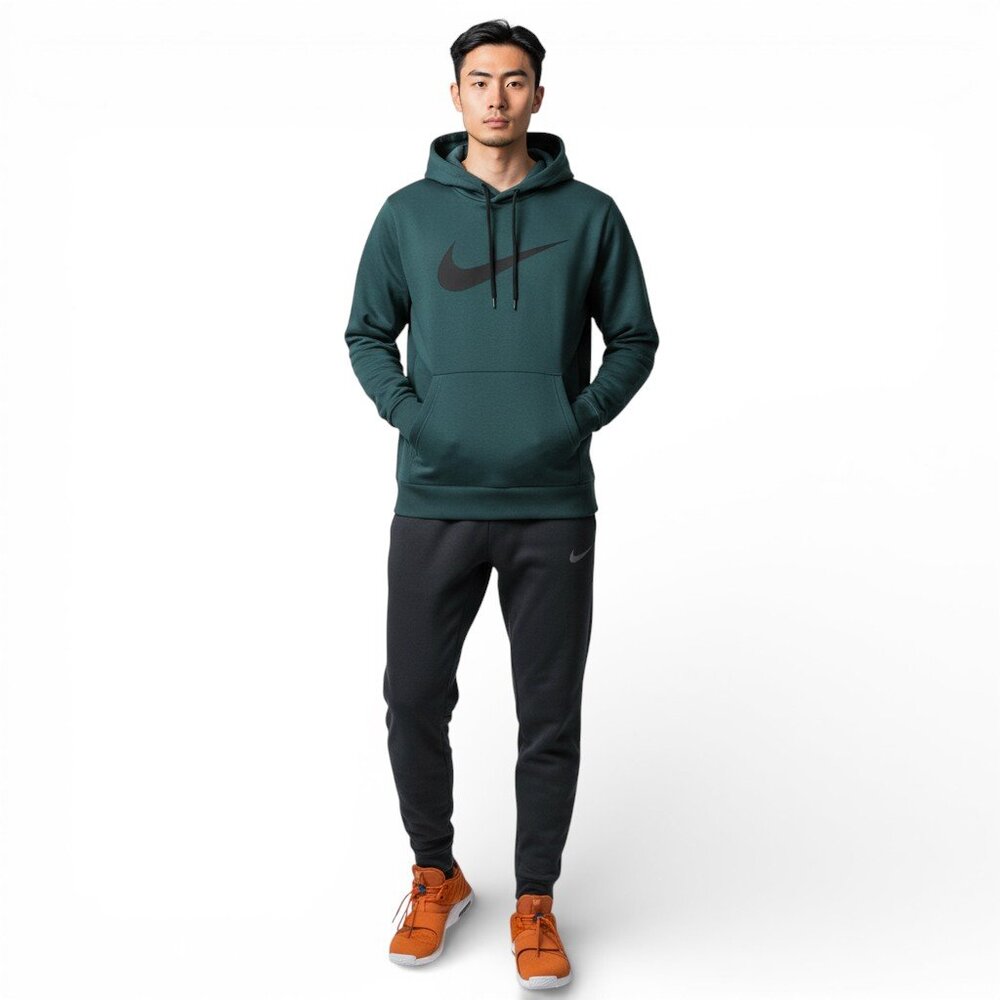Nike Therma-fit Sweatsuit Men's Size M Fleece 2 PC Tracksuit Green/Black NWT